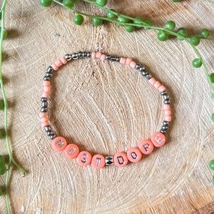 Most Dope | Mac Miller Inspired Beaded Bracelet | Pink & Silver Beads